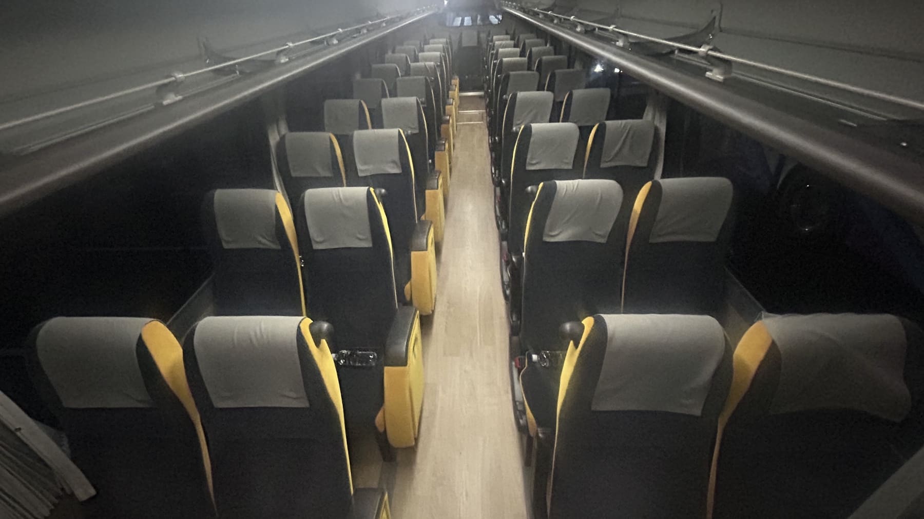Picture of a large tour bus Interior